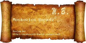 Moskovics Benkő névjegykártya
